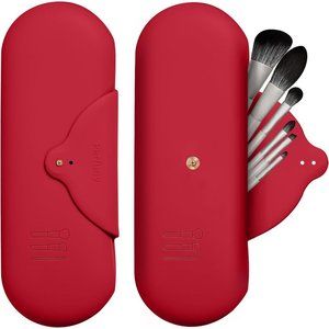 Red Travel Silicone Makeup Brush Cosmetic Bag
